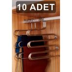 Fesya Home 10 Adet 5 Katlı Metal Pantolon ve Şal Askısı Dolap Içi Eşarp Askısı Çoklu Askılık - Gümüş