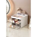 Fesya Home Bunny 2 Çekmeceli Makyaj Organizeri Bölmeli Fırça Kozmetik Makyaj Düzenleyici Organizer - Beyaz