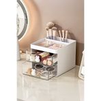 Fesya Home BUNNY 2 Çekmeceli Makyaj Organizeri - Bölmeli Fırça Kozmetik Makyaj Düzenleyici Organizer