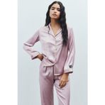 Feu De Elu Amour Gül Kurusu Uzun Saten Pijama Takımı
