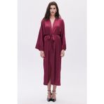Feu De Elu Frappant Bordo Uzun Saten Sabahlık / Kimono