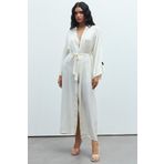 Feu De Elu Frappant Ekru Uzun Saten Sabahlık / Kimono