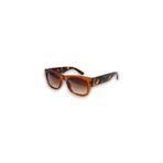 Fevron Kahverengi Çerçeve Leopar Desen Köşeli Kemik Unisex UV400 Vintage Retro Güneş Gözlüğü