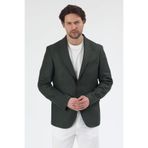Fevual Erkek Yeşil Mono Yaka Diagonel Desenli Slim Fit Blazer Spor Ceket Lacivert 58