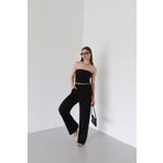 FEWTİNT Takım-on Yan Ceplı -elastık Bantlı.uzun Pantolon.ön Büzgü Detaylı Straplez Crop Bluz