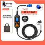 Feyree 32A Tek Faz Tip 2 Şarj Kablosu 7kw 5m Ev Şarj Cihazı Elektrikli Araç Şarj Kablosu Cee Fişli, Değiştirilebilir Akım 8/10/13/16/25/32A, IP65