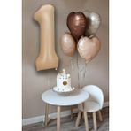 Feyza Design 1 Yaş Için Bej Kalpli ve Rakam Balon Seti - Parti Malzemeleri - Seçenek 1
