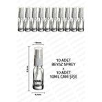 Feyza Design 10 Adet 10ML Şeffaf Sprey Şişe, Kolonya ve Dezenfektan Için Ideal - Ahşap - Beyaz