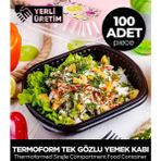 Feyza Design 100 Adet Termoform Tek Gözlü Yemek Kabı, Pratik ve Kullanışlı Set - Ahşap - Seçenek 1