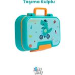 Feyza Design 1030 ml Çocuk Beslenme Kutusu, 4 Bölmeli, Çatal ve Kaşık Seti - Açık Bej - Seçenek 1