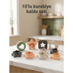 Feyza Design 10'lu Geometrik Şekilli Çift Taraflı Kurabiye Kalıpları Seti - Antrasit