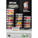 Feyza Design 20'li Set Derin Dondurucu Saklama Kabı, Hava Almaz, Kapaklı, 1l - Altın - Seçenek 1