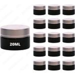Feyza Design 20ML Amber Cam Krem Kavanozu Seti, Modern Gümüş Kapaklı, 15'li - Ahşap