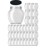 Feyza Design 210 ml Metal Siyah Konserve Kapaklı, Şeffaf Kar Küresi Yumurta Cam Kavanoz 36'lı - Ahşap