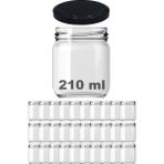 Feyza Design 210 ml Siyah Metal Kapaklı Cam Kavanoz Seti, 30 Adet, Şeffaf Tasarım - Ahşap