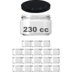 Feyza Design 230 ml Siyah Metal Kapaklı Şeffaf Cam Kavanoz 18'li Set - Ahşap