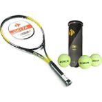 Feyza Design 27 Inç L2 Grip Yetişkin Tenis Raketi ve Top Seti, Çanta ve Tüp ile - Altın - Seçenek 1