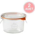 Feyza Design 2'li 200ML Cam Saklama Kavanoz Seti, Şık ve Dayanıklı Tasarım - Ahşap - Beyaz