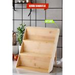 Feyza Design 3 Katlı Bambu Baharatlık Standı, Ayaklı Organizer, Çekmeceli Tasarım - Seçenek 1