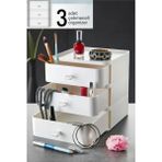 Feyza Design 3 Katlı Beyaz Makyaj ve Takı Organizeri, Saklama Kutusu - Ahşap - Beyaz
