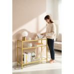 Feyza Design 3 Katlı Gold Renk Temper Camlı Dresuar Konsol - Altın