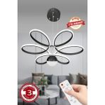 Feyza Design 3 Renk Toplu Kumandalı Papatya LED Avize Siyah Kasa - Ahşap - Seçenek 1