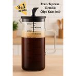 Feyza Design 3 Ü 1 Arada Ateşe Dayanıklı French Press Demlik 600ML - Seçenek 1 - Ahşap - Ceviz