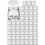 Feyza Design 30 Adet 40 ml Şeffaf Numune Cam Kavanoz, Metal Beyaz Kapakli - Ahşap - Beyaz