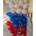 Feyza Design 30 Adet Balon Seti (Lacivert Beyaz Kırmızı) - Parti Malzemeleri - 0,5 x 9 cm - 001-Renkli
