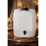 Feyza Design 30 Litre Kapaklı Kaliteli Bidon, Sağlam ve Dayanıklı Su Tankı - Ahşap - Beyaz - Seçenek 1