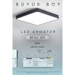 Feyza Design 30X30 cm Siyah Kasa LED Panel Avize, Çok Yönlü Aydınlatma - Ahşap - Beyaz - Seçenek 1