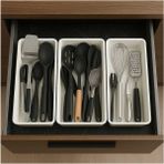 Feyza Design 3'lü Beyaz Mutfak Organizer Seti, Çekmece ve Dolap Içi Düzenleyici - Ahşap - Beyaz - Seçenek 1