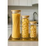 Feyza Design 3'lü Cam Kavanoz Seti, Ahşap Kapak, Vakumlu, 700-1000 ml - Ahşap - Beyaz