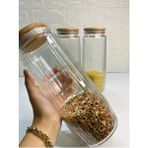 Feyza Design 3'lü Cam Kavanoz Seti, Vakum Kapaklı, Büyük Boy, 1500 Ml, Pratik Saklama - Altın