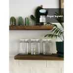 Feyza Design 3'lü Cam Saklama Kabı Seti, Kahve ve Türk Kahvesi, Beyaz Kapak, 850 ml