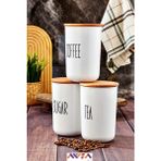 Feyza Design 3'lü Duo Bambu Kapaklı Kavanoz ve Baharat Takımı Seti - Ahşap - Beyaz