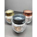 Feyza Design 3'lü Lüx Cam Metal Döner Kapaklı Baharat Takımı 240CC - Seçenek 1