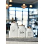 Feyza Design 3'lü Porselen Saklama Kavanoz Seti, 3 Boy 1000ML, 750ML, 500ML - Ahşap - Beyaz - Seçenek 1