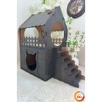 Feyza Design 3xl Kedi Evi, Koyu Kahverengi, Merdivenli, Iki Katlı Mdf, 91×92×52 cm - Seçenek 1