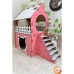 Feyza Design 3xl Pembe Beyaz Merdivenli Iki Katlı Mdf Kedi Evi 91×92×52 cm - Seçenek 1