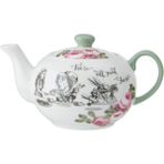 Feyza Design 400ML Porselen Demlik, Alice In Wonderland Temalı, Şık ve Dayanıklı - Açık Bej - Seçenek 1