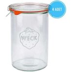 Feyza Design 4'lü 1050 ml Şeffaf Cam Kavanoz Seti, Pratik Saklama Çözümleri - Ahşap - Beyaz