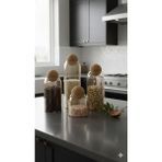 Feyza Design 4’lü Cam Baharatlık Seti Mantar Kapaklı Modern Mutfak Organizer - Ahşap - Beyaz