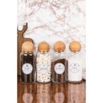 Feyza Design 4'lü Cam Kavanoz Seti, Kapaklı, Saklama, 1300 Ml, Dekoratif, Çok Amaçlı - Ahşap