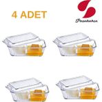 Feyza Design 4'lü Cam Saklama Kabı Seti, Bölmeli, Erzak ve Bakliyat Için Ideal - Altın - Seçenek 1