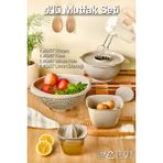 Feyza Design 4'lü Mutfak ve Çeyiz Seti, Süzgeç, Kase, Mikser Kabı, Limon Sıkacağı - Ahşap - Bej - Seçenek 1