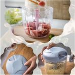 Feyza Design 5 Bıçaklı El Rondosu, Büyük Boy Sebze ve Soğan Doğrayıcı - Açık Bej