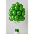 Feyza Design 50 Adet Yeşil Metalik Balon - Hobi ve Parti Malzemeleri - 0,5 x 9 cm - Adaçayı Yeşili