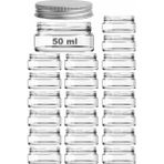 Feyza Design 50 ml Metal Kapaklı Şeffaf Cam Kozmetik Kavanoz 20 Adet Set - Altın - Gümüş - Bakır