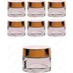 Feyza Design 50ML Şeffaf Cam Krem Kavanozları, Gold Kapaklı, 6'lı Set - Ahşap - Beyaz